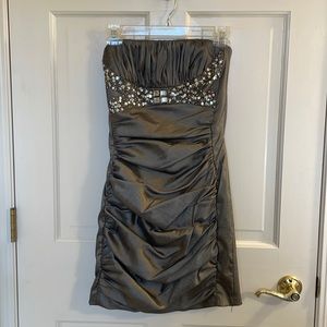 Worn Once Silver Strapless Dress